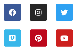 Social Media Icons von Facebook, Instagram, Twitter, Pinterest und Youtube